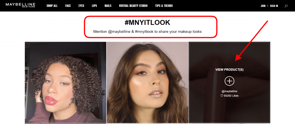 Screenshot of the official Maybelline New York website