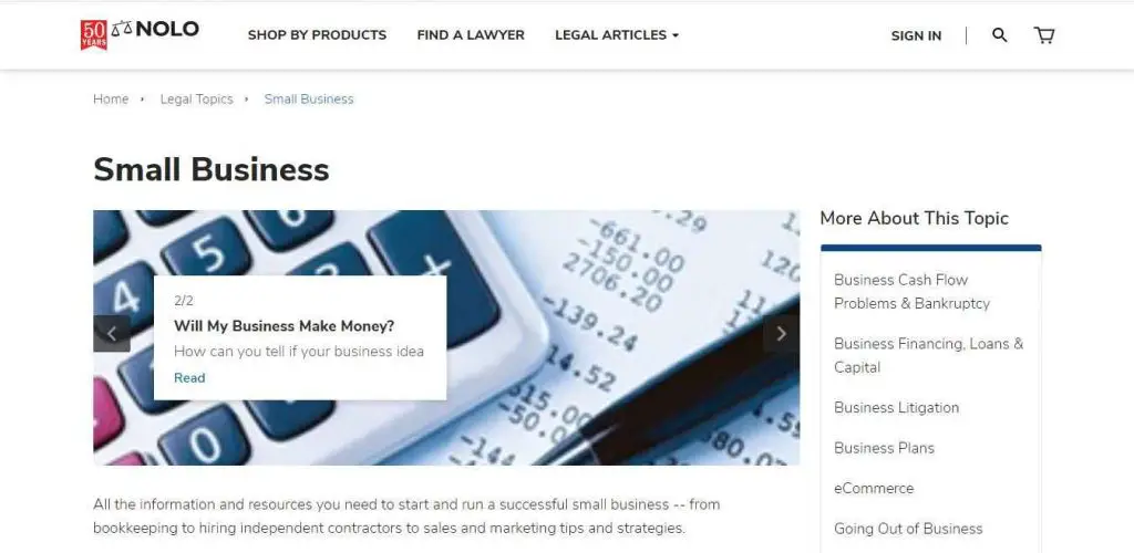 NOLO Small Business Law Blog screenshot