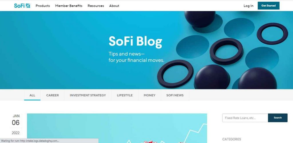 SOFI Blog screenshot