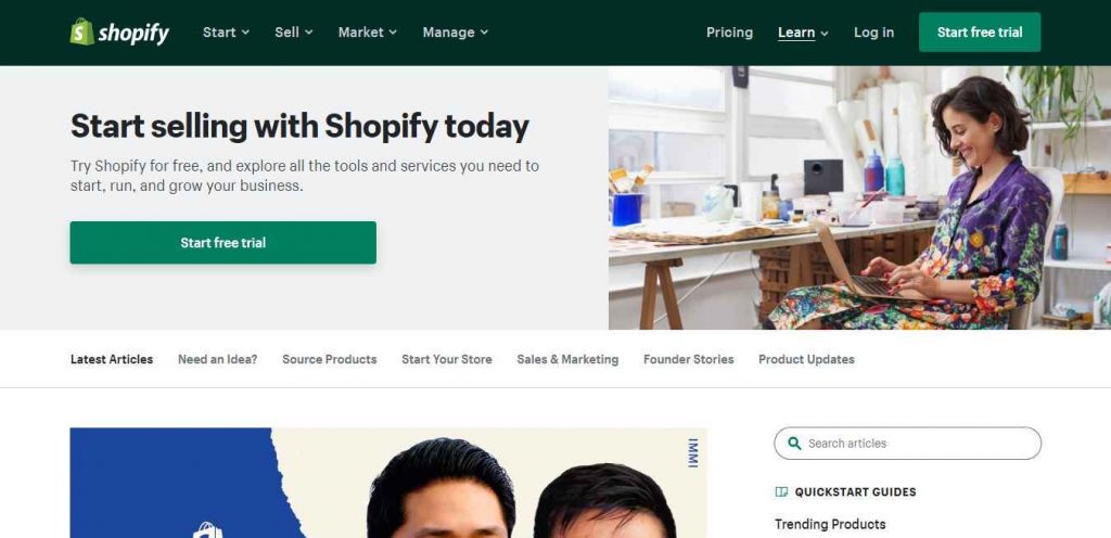 Shopify Blog screenshot