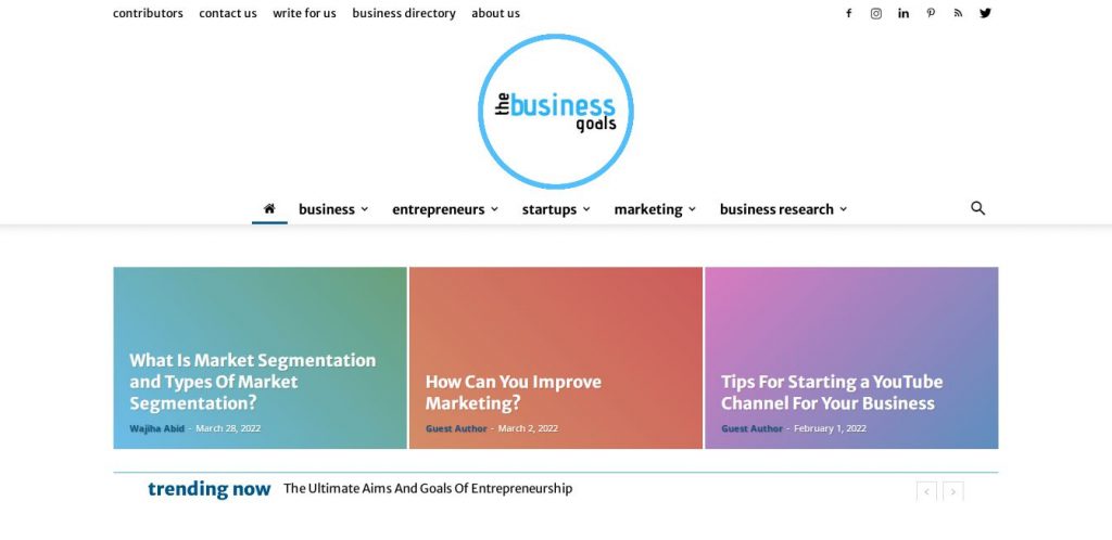 The Business Goals BLOG screenshot
